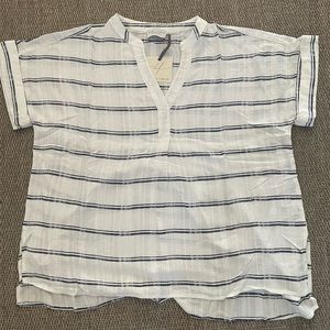 Dress Forum - Stripe Collarless V-Neck Top *BRAND NEW*